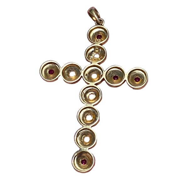 Pendant Cross Garnet CZ Sterling Silver 925 Semi-Precious Stone - Picture 2 of 3